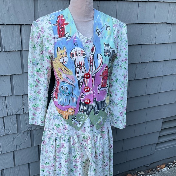 Encore Silkscapes Vintage colorful hand painted dog vest Medium - Picture 6 of 15